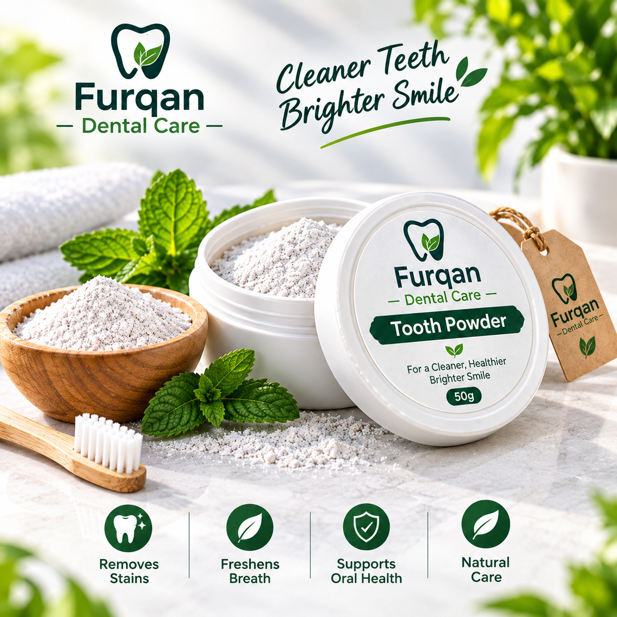 Furqan Dental Care Tooth Powder 50g | Natural Teeth Cleaning Powder | Helps Remove Stains & Freshen Breath