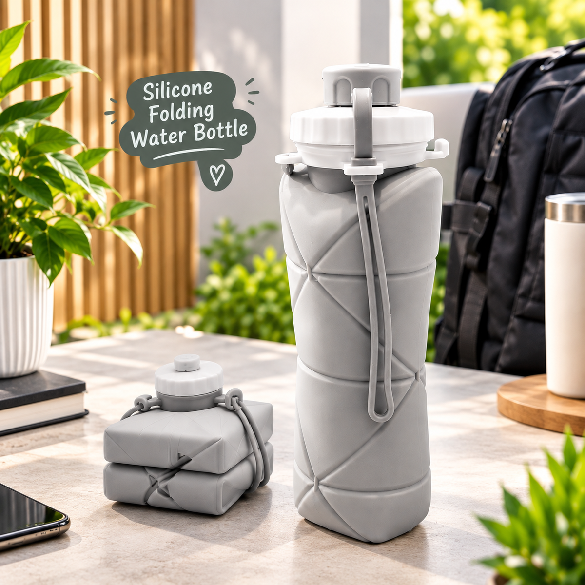 600ml Foldable Silicone Water Bottle
